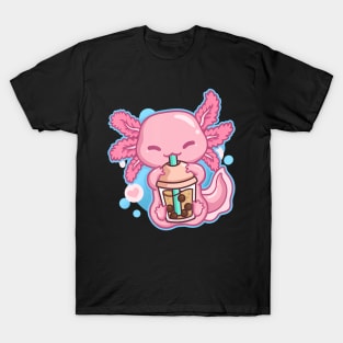 Boba Tea Bubble Tea Milk Tea Anime Axolotl T-Shirt